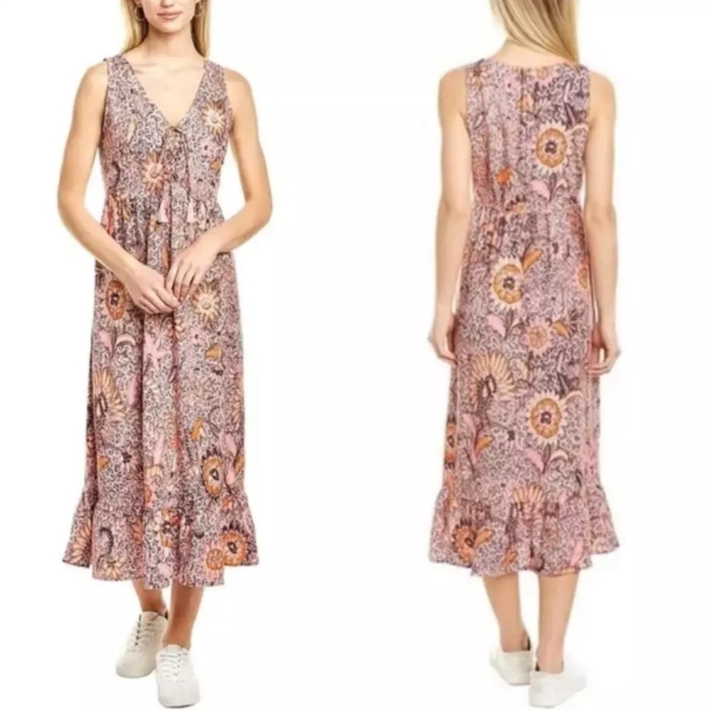 Madewell Lace-Up Ruffle-Hem Midi Dress
